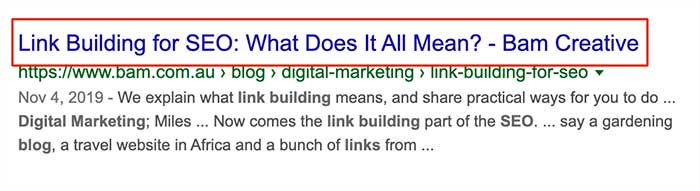 How a Headline will display in Google search results