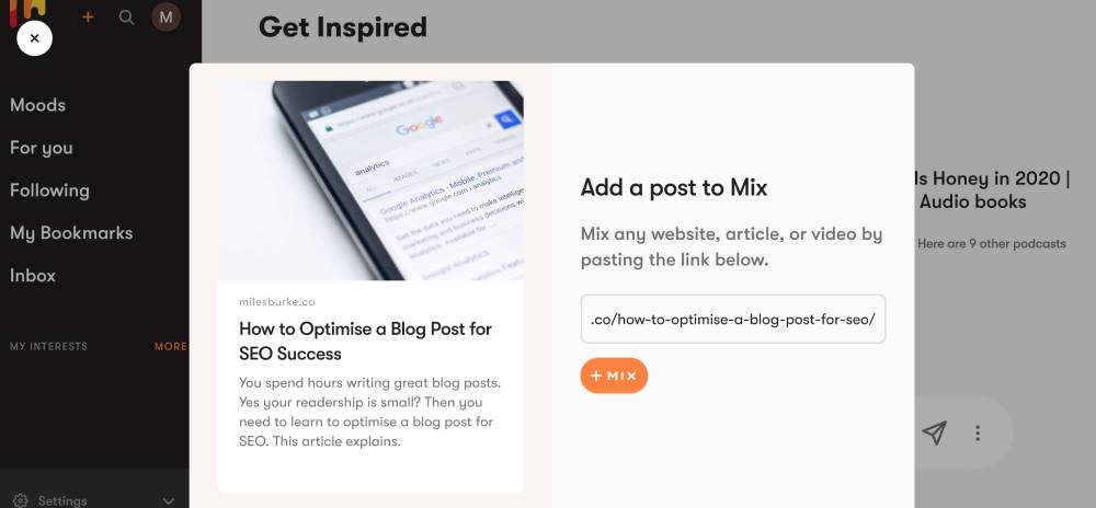 Promote a blog post with Mix