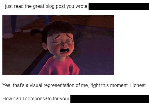Crying GIF in email pitch