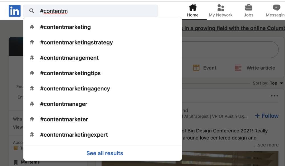 Find perfect blog topic ideas using LinkedIn hashtags