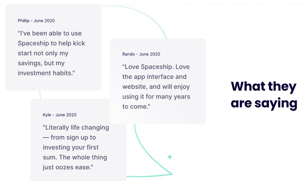 Social proof example: Spaceship