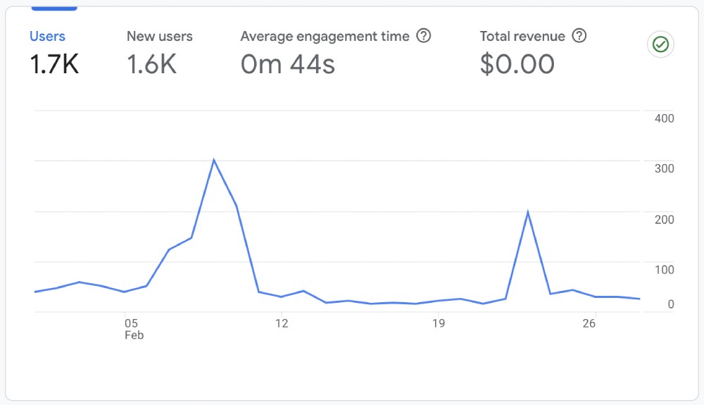 Website traffic for month four