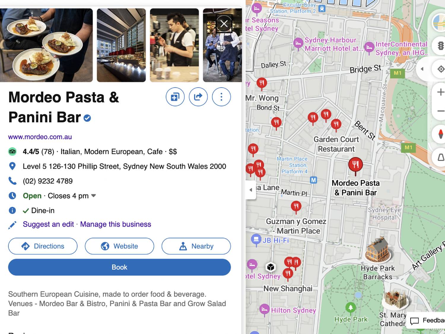 Restaurant profile on Bing Maps