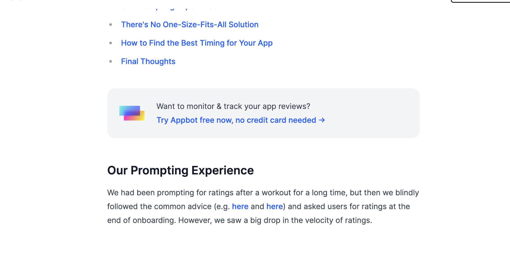 Example of a call to action inserted into a blog post